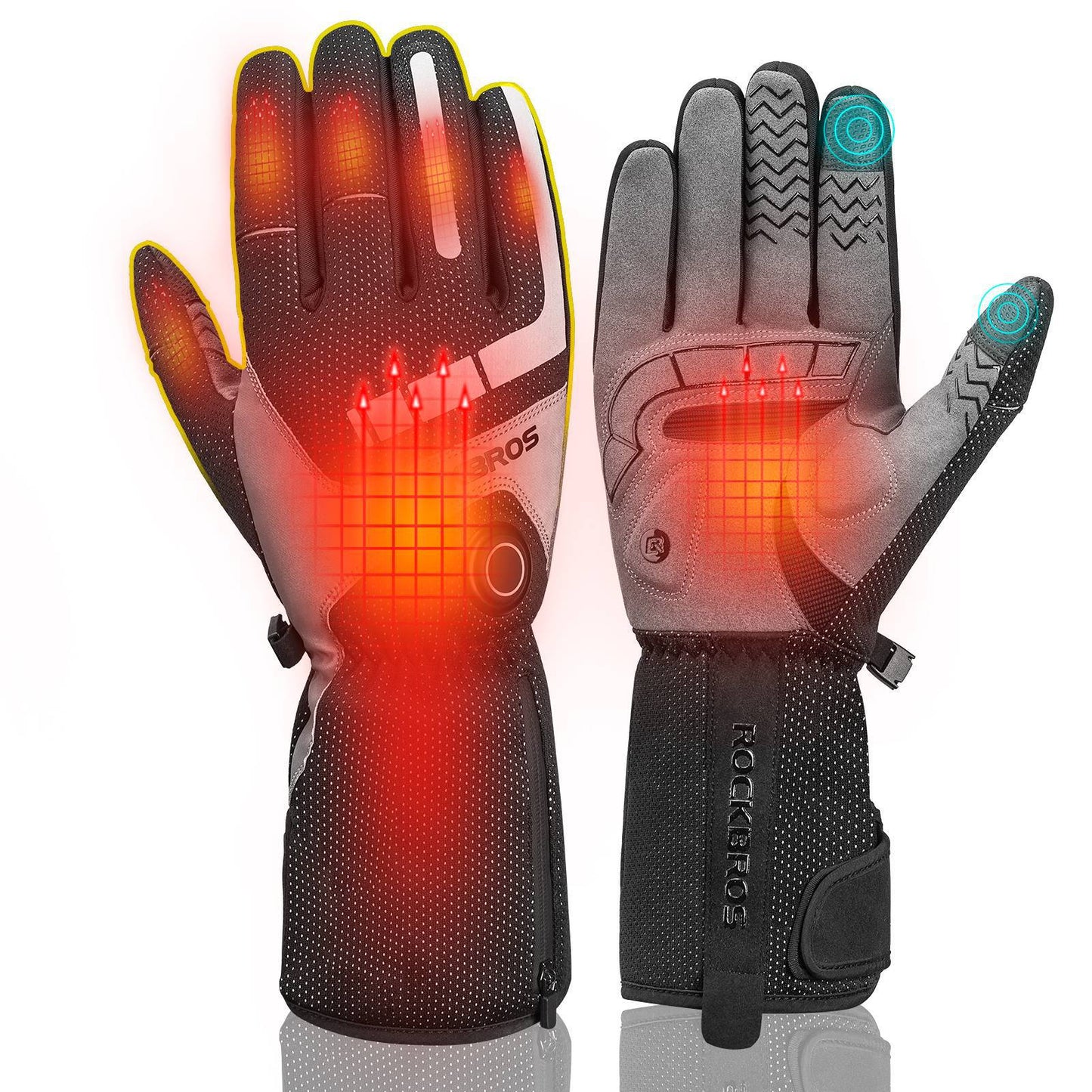 ROCKBROS Winter Beheizte Fahrradhandschuhe Wiederaufladbare Handschuhe M-XL