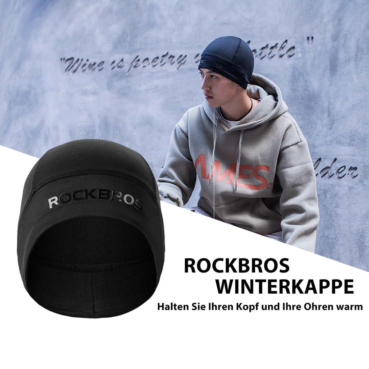 ROCKBROS Winter Fahrrad Mütze Helm Unterziehmütz Unisex