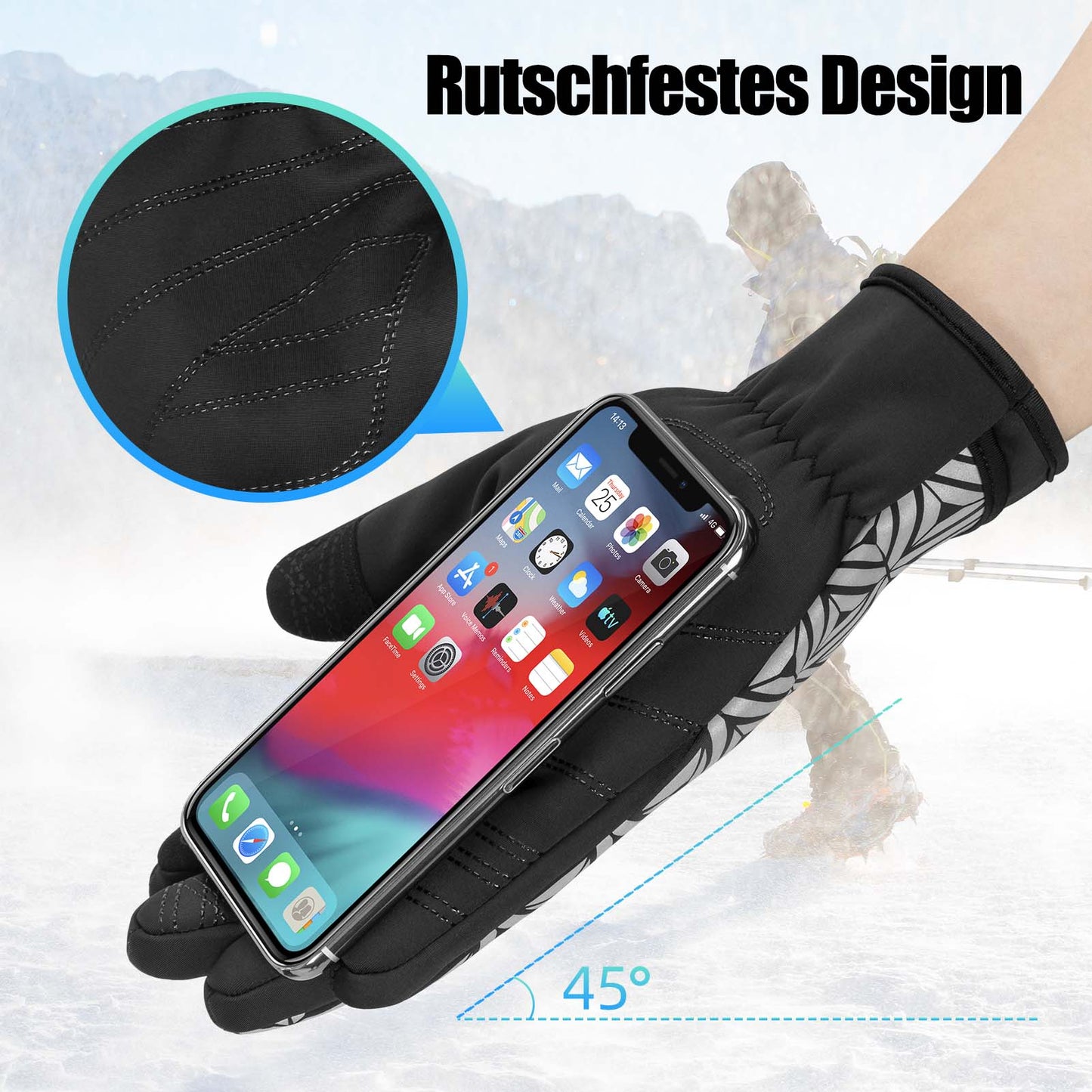 ROCKBROS Winter Fahrradhandschuhe Warm für Fahrrad Laufen Fitness Unisex