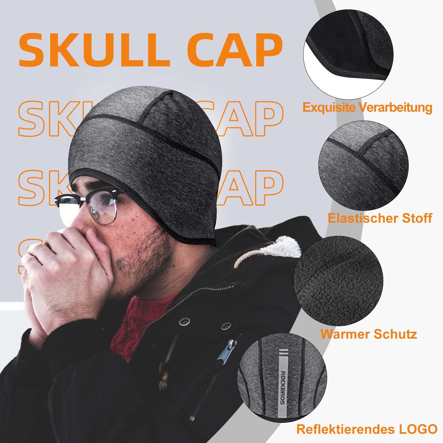 ROCKBROS Winter Cycling Cap Helmet Undercap with Reflective Logo