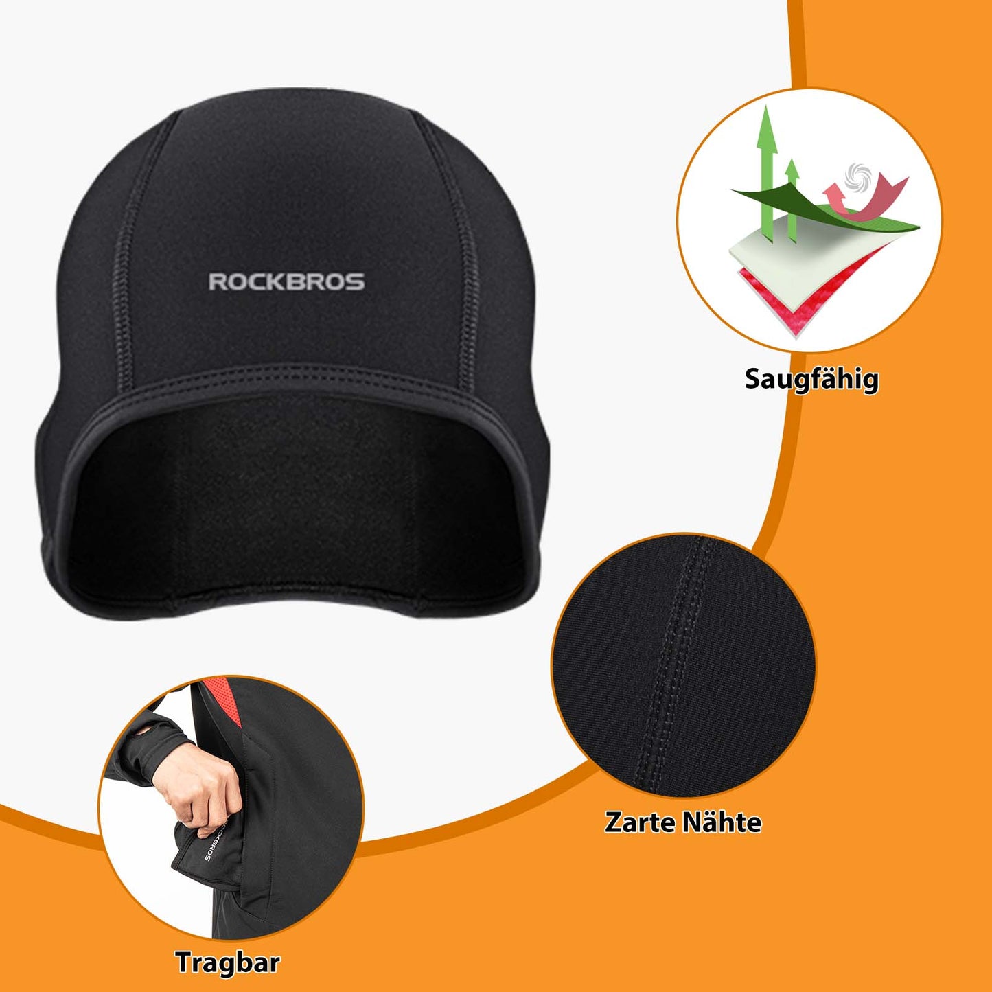 ROCKBROS Winter Running Hat Cycling Hat made of fleece, sweatproof and warm
