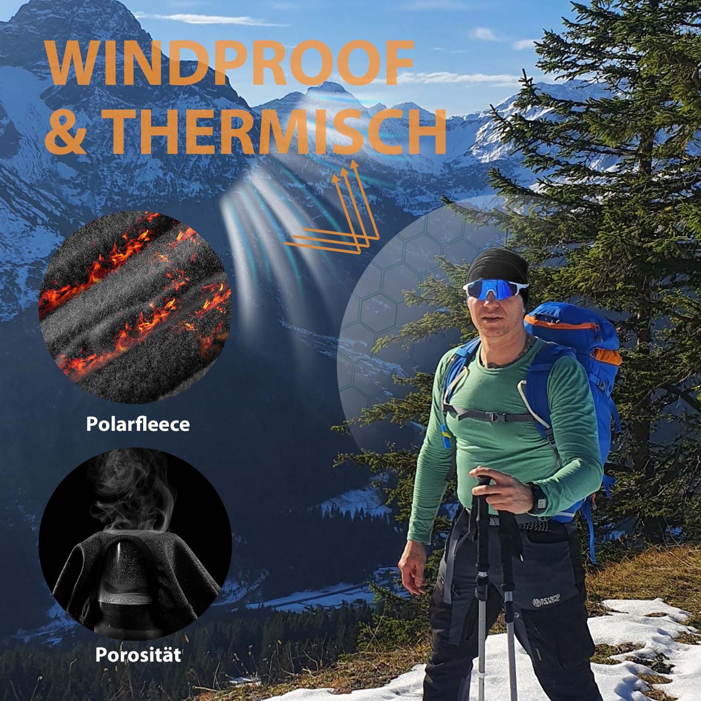 ROCKBROS Winter Running Hat Cycling Hat made of fleece, sweatproof and warm