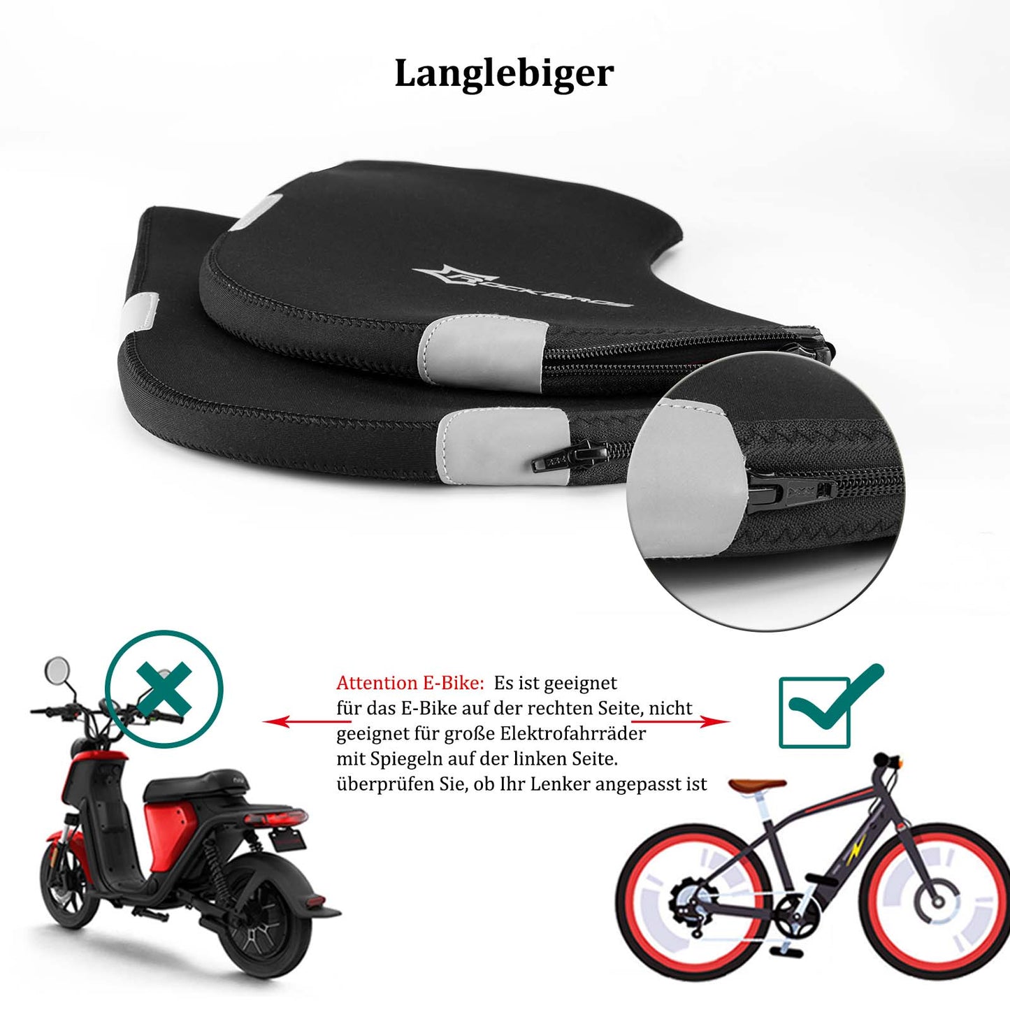 ROCKBROS Winter Lenkerstulpen Winddicht Handschuhe Schwarz