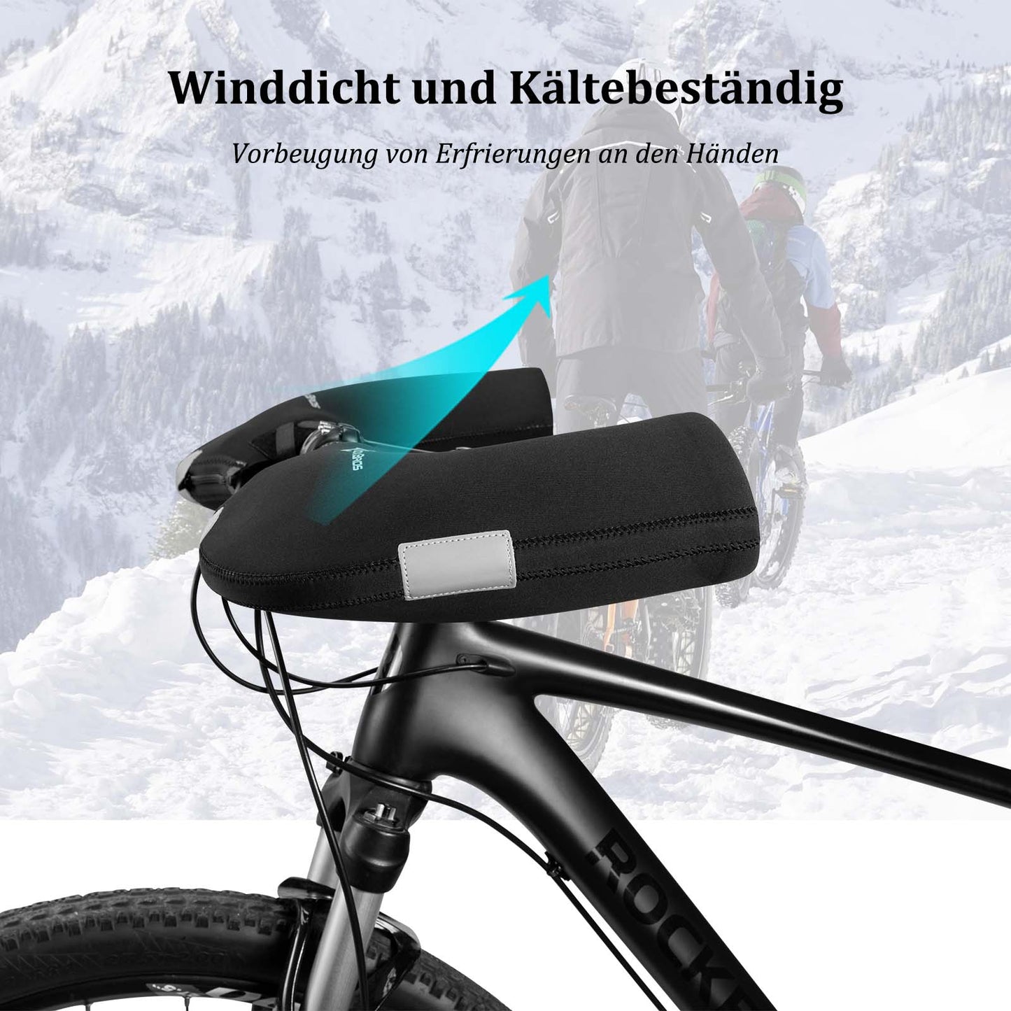 ROCKBROS Winter Lenkerstulpen Winddicht Handschuhe Schwarz