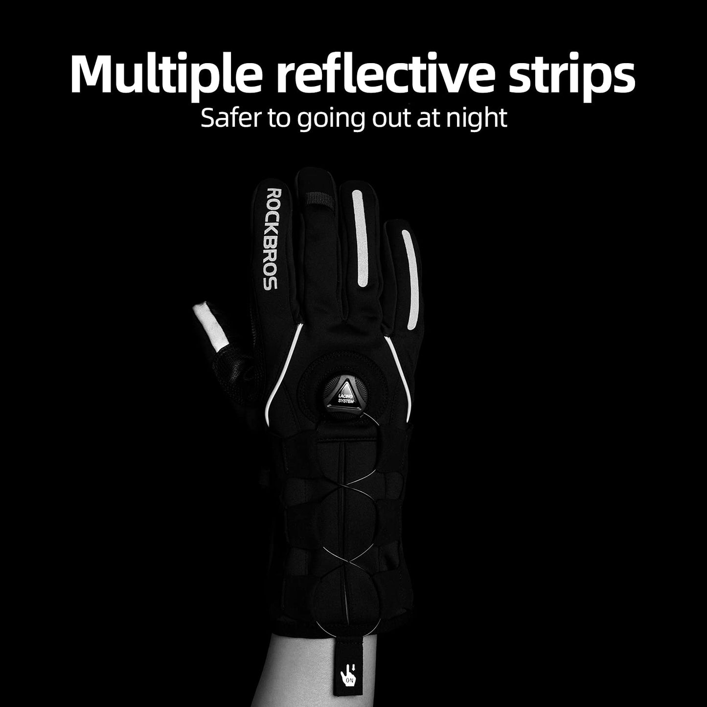 ROCKBROS vetrarskíðahanskar með snertiskjá, vindheldir, unisex 