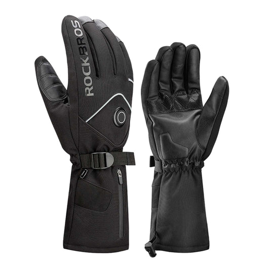 ROCKBROS Winter Ski Gloves Rechargeable Heated Gloves Black