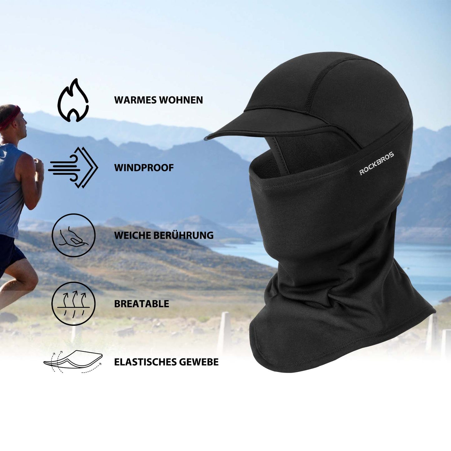 ROCKBROS Winter Balaclava Warm Storm Mask Unisex Black