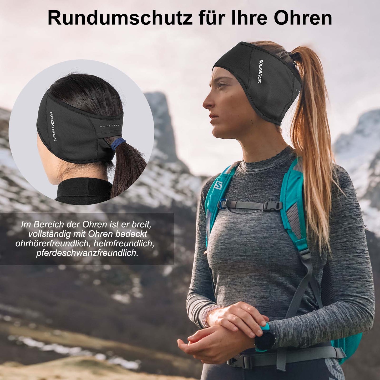 ROCKBROS Winter Thermo Radfahren Ohrwärmer Stirnbänder für Männer Frauen