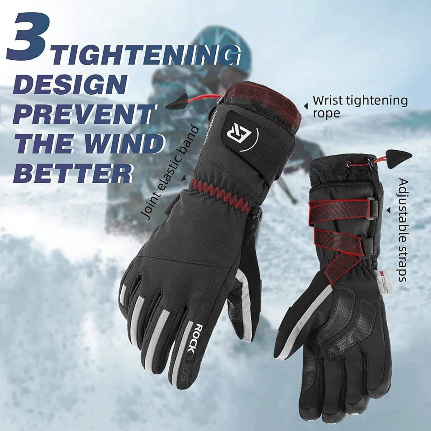 ROCKBROS Winter Gloves Cycling Gloves Men's Windproof M-2XL 