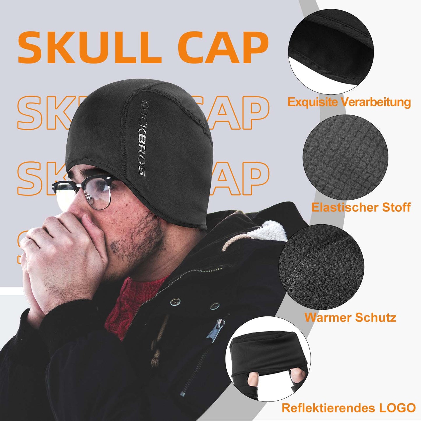 ROCKBROS Winter Hat Warm Knit Hat for Cycling &amp; Skiing Black