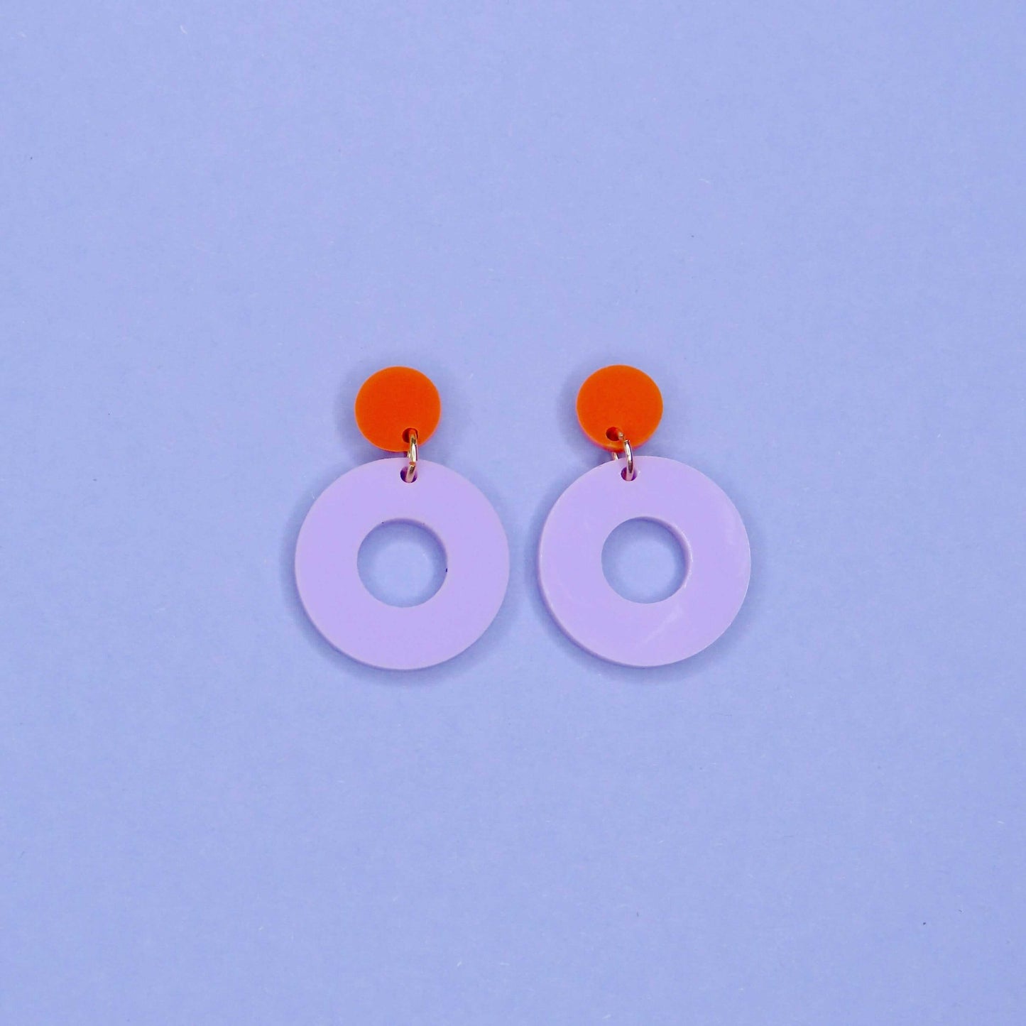 Colorblock Circle Ohrstecker in orange & flieder