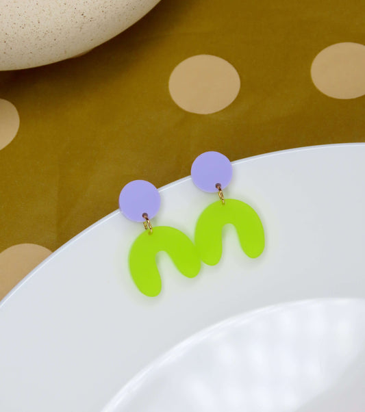 Lime Flieder Arch Bogen Ohrringe