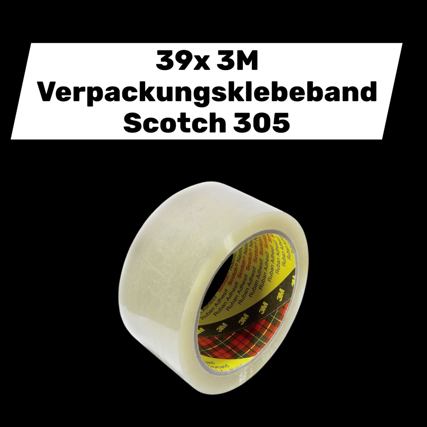 3M umbúðateipi af B-flokki, Scotch 305 gegnsætt, L x B 66m x 50mm, 39 stykki