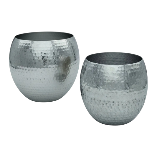 Übertopf Blumentopfe Silber Pflanztopf Deko 2er Set glänzend rund