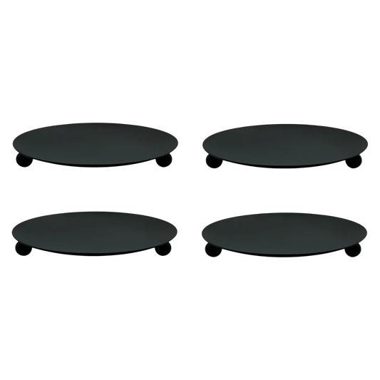 Kerzenhalter schwarz 4 Stück Stumpenkerzen Teller Kerzenteller Weihnachten 8,5 cm