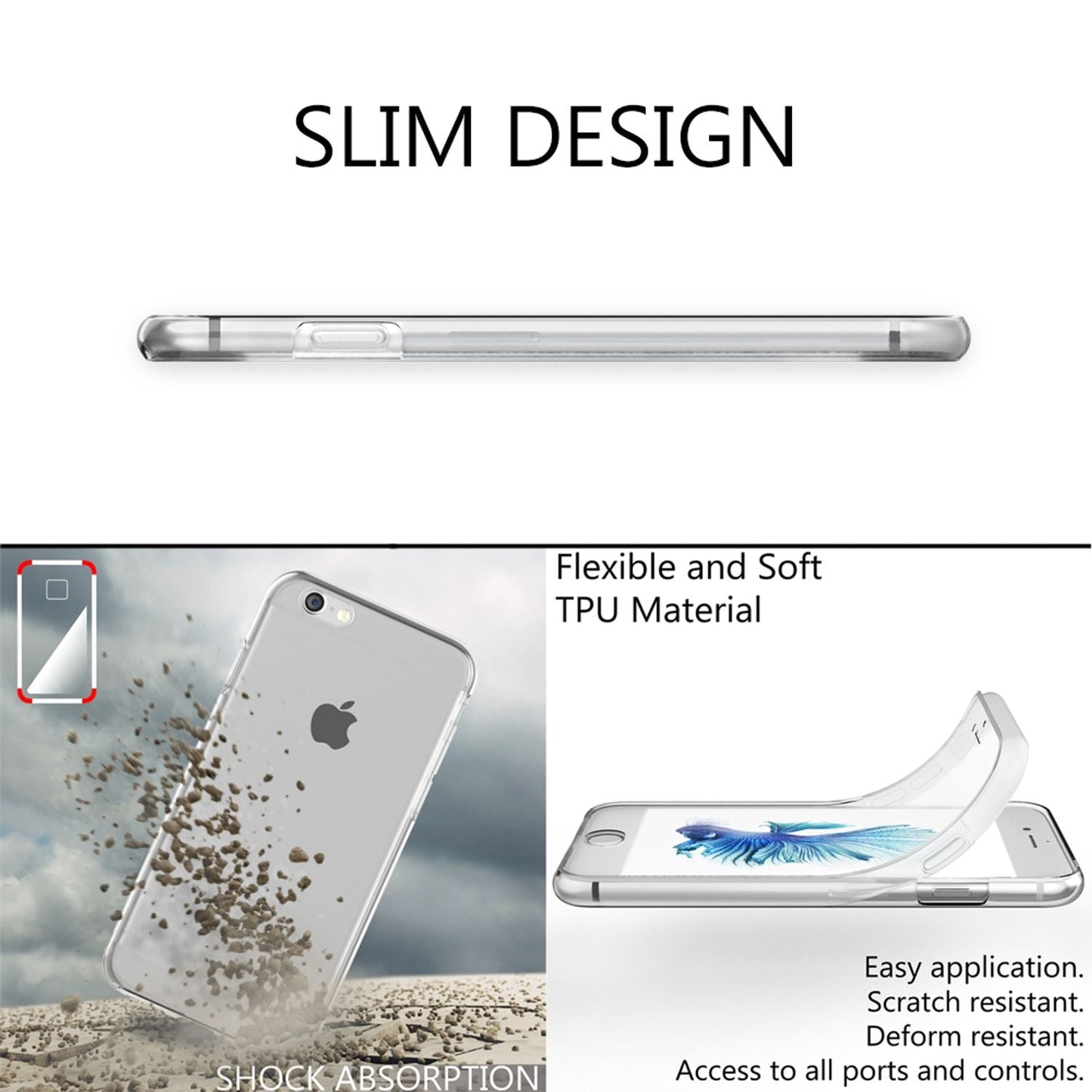 NALIA 360 gráðu símahulstur fyrir Apple iPhone 6 6S, heilhlífandi sílikonhulstur