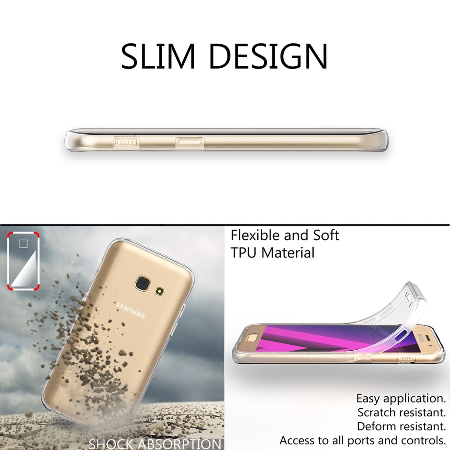 NALIA 360 Grad Handy Hülle für Samsung Galaxy A5 2017, Full Cover Case Bumper