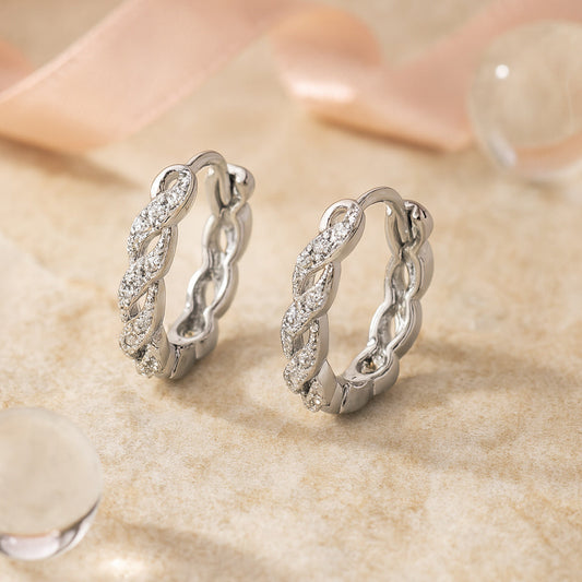 Ohrringe aus 925er Sterling-Silber, Creolen mit Zirkonia