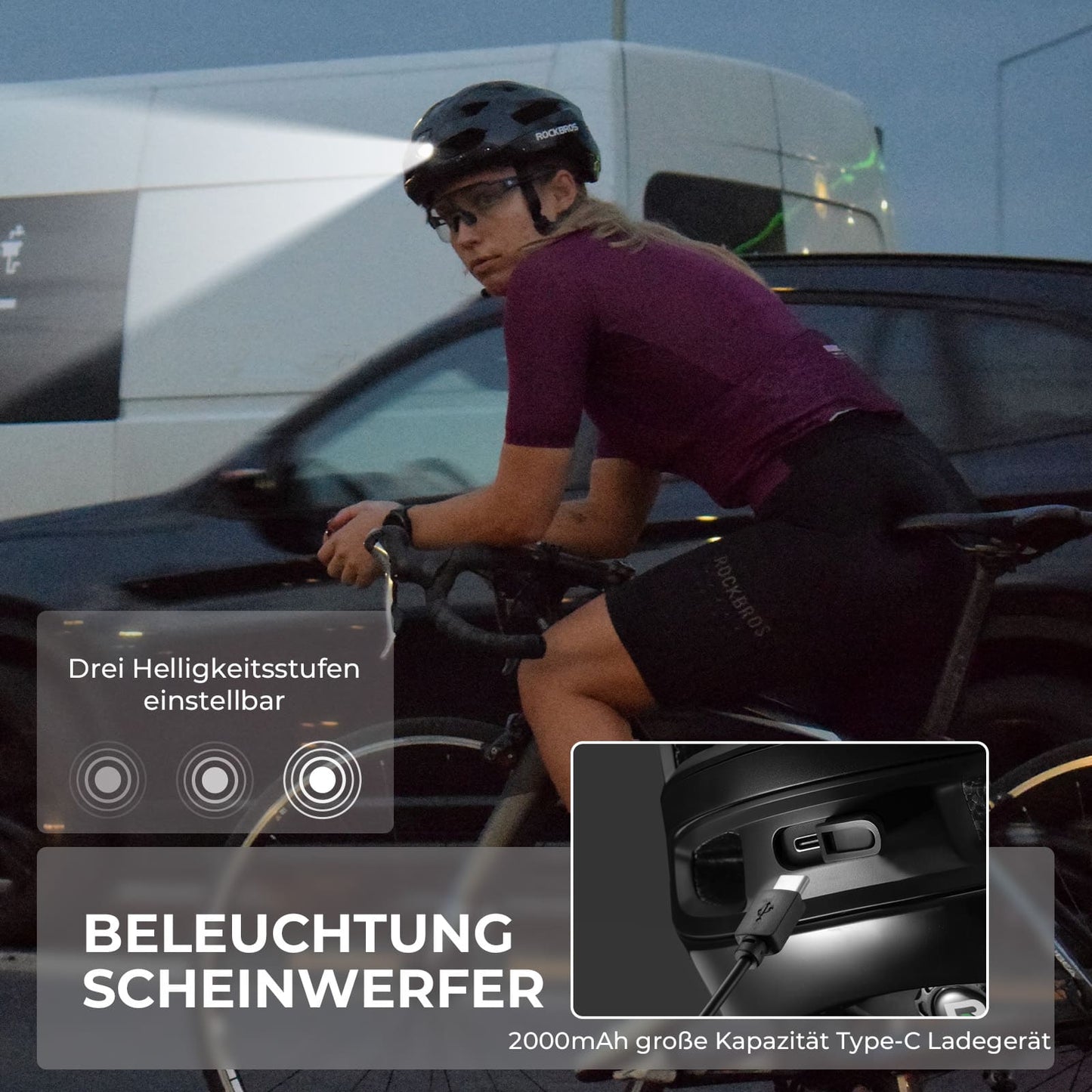 Smart bicycle helmet with light