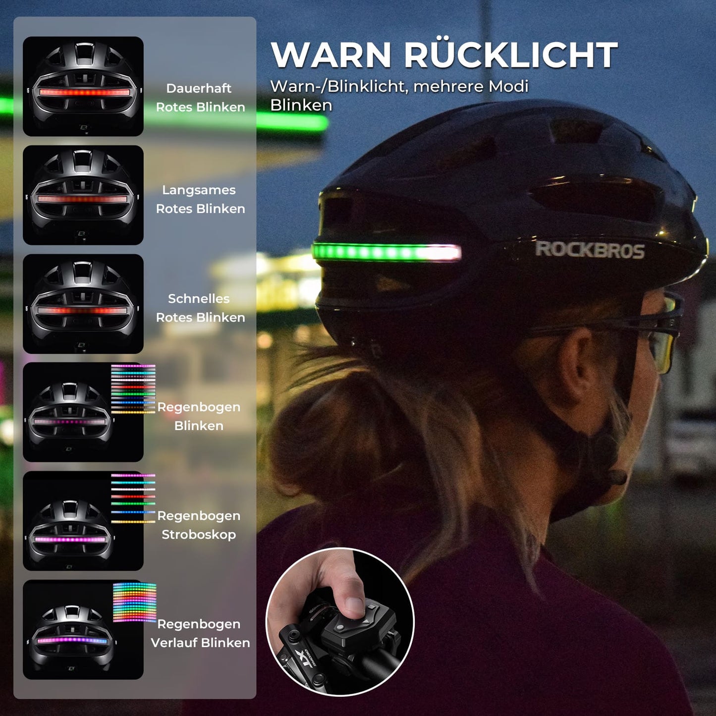 Smart bicycle helmet with light
