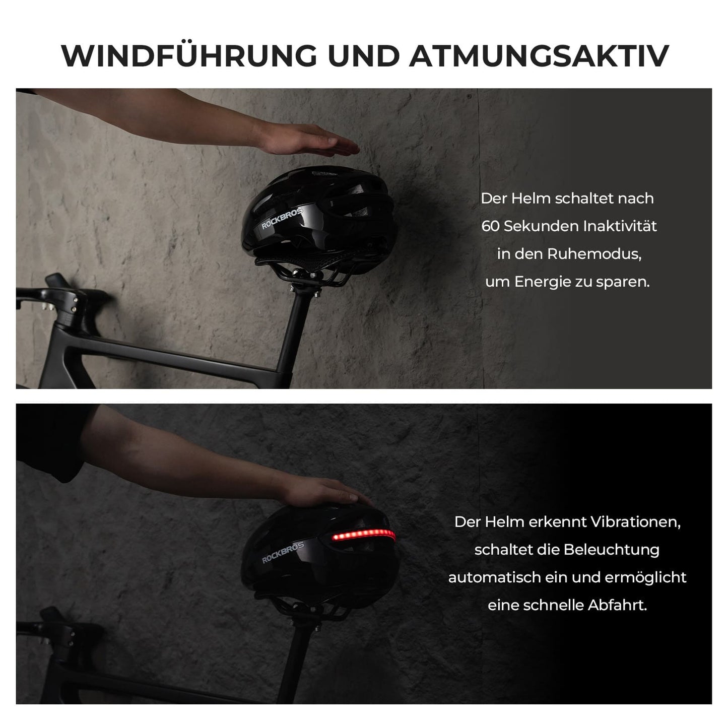 Smart bicycle helmet with light