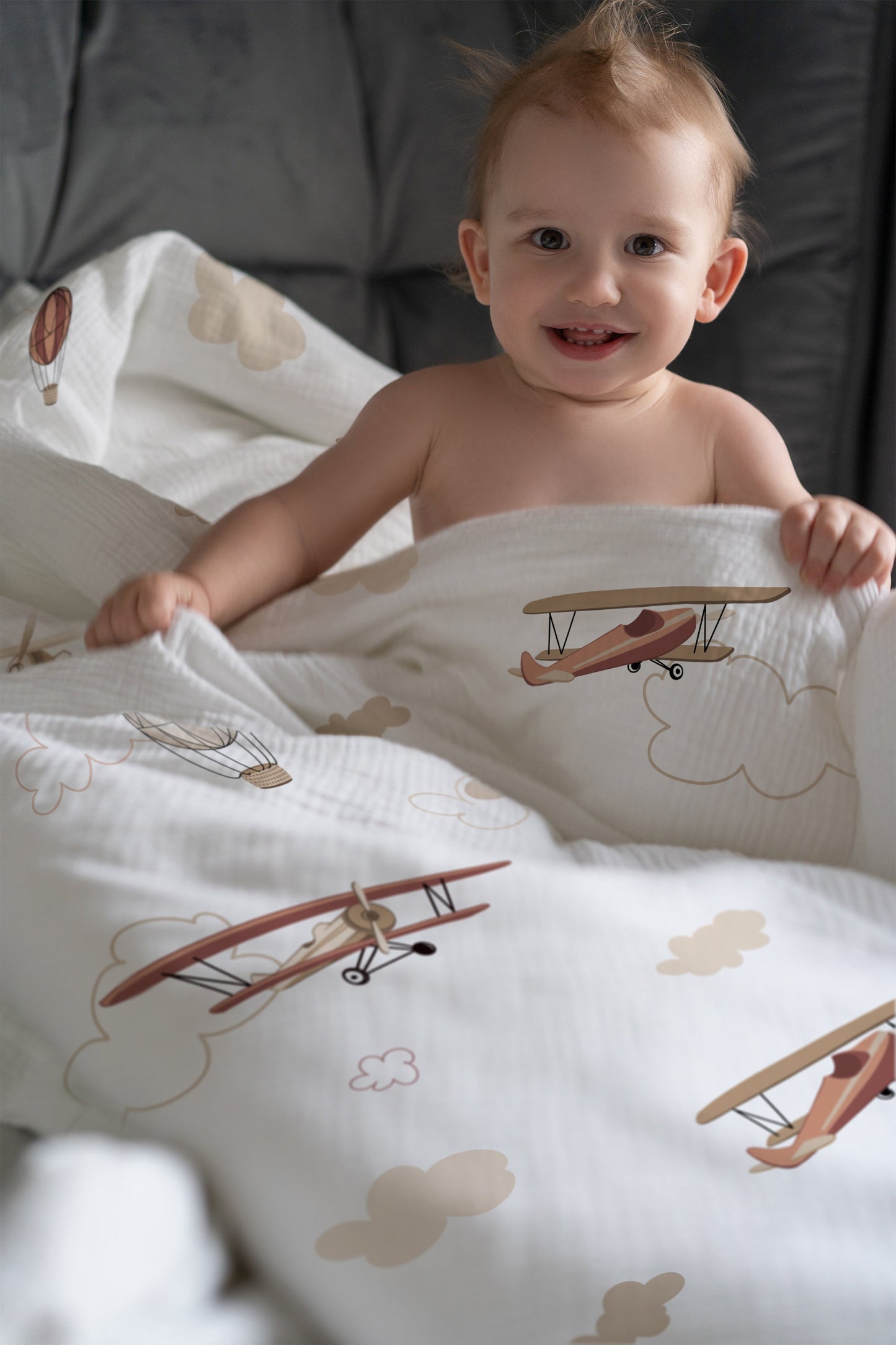 "Airplanes and Clouds" Premium Children's Bedding