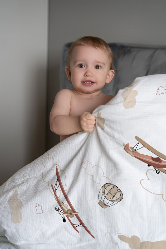 "Airplanes and Clouds" Premium Children's Bedding