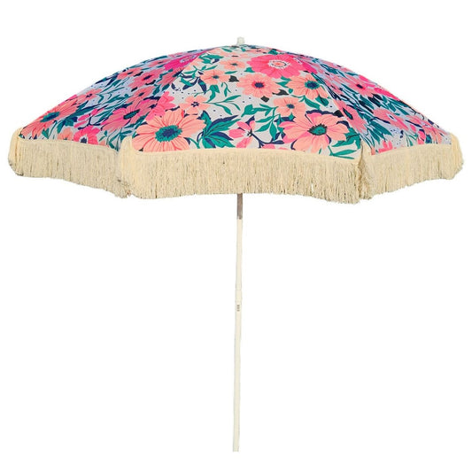 Sonnenschirm Strandschirm Schirm UV Schutz mit Tasche Fransen Blumen Ø 155 cm