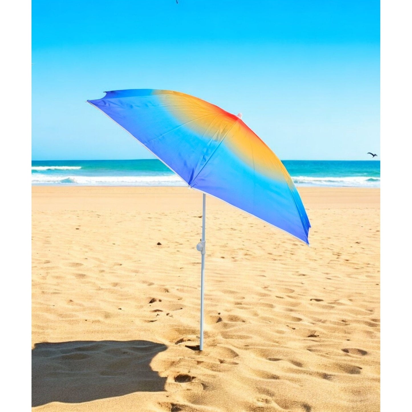 Sonnenschirm Strandschirm Balkonschirm UV Schutz 50+ blau gelb 155 cm bunt