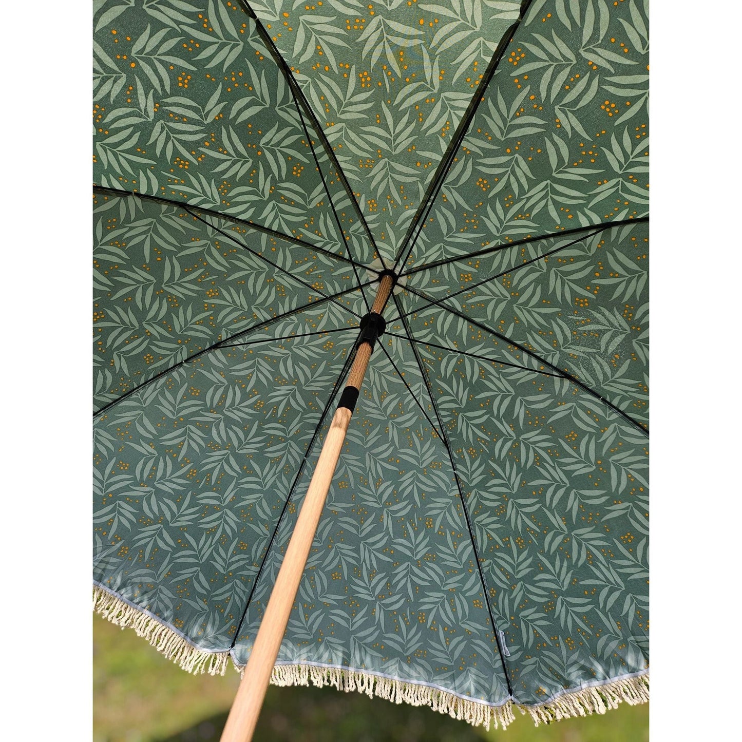 Sonnenschirm Strandschirm Schirm UV Schutz mit Tasche Fransen Grün Ø 170 cm