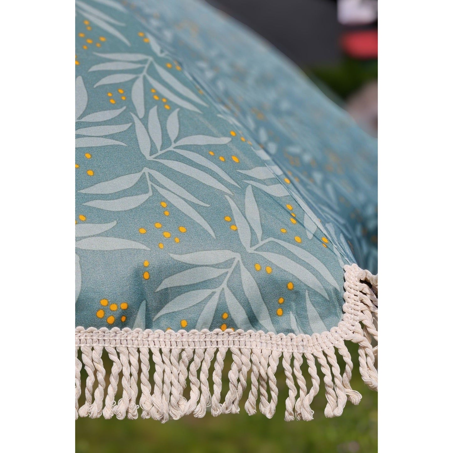 Sonnenschirm Strandschirm Schirm UV Schutz mit Tasche Fransen Grün Ø 170 cm