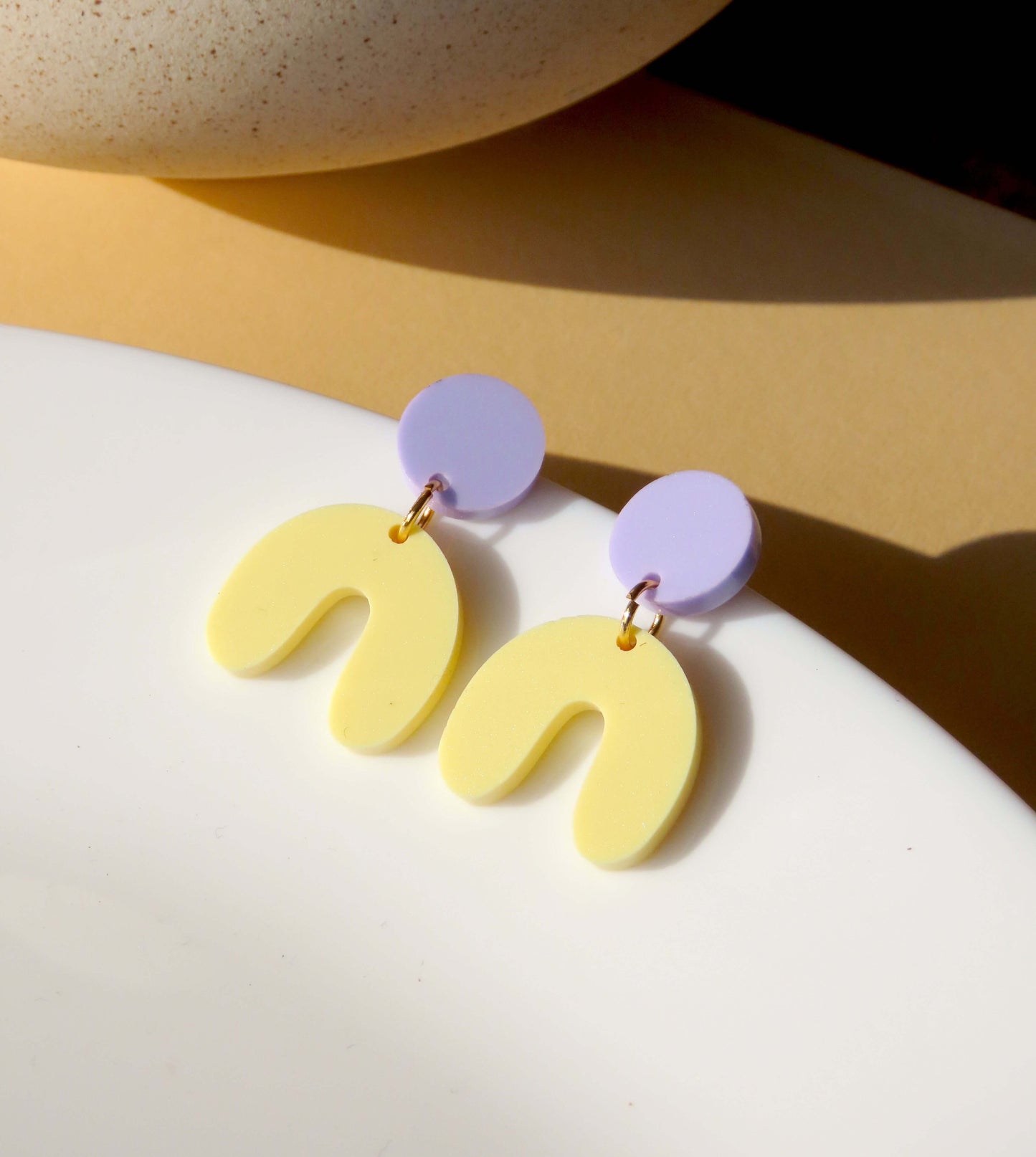 Flieder Hellgelb Arch Bogen Ohrringe