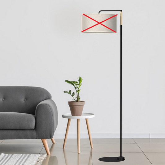 Euluna Atlanta gólflampi í B-flokki með hörskjá. Sjá texta/mynd. 