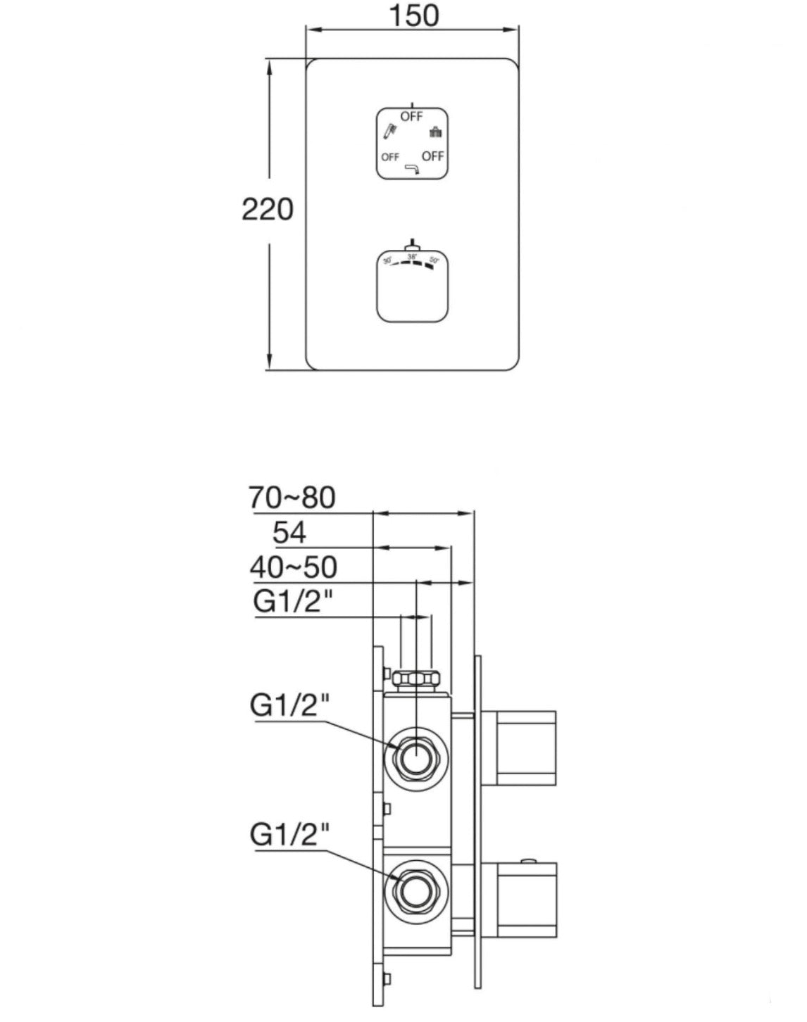 Steinberg "Serie 230" Fertigmontage-Set für UP-Thermostat (chrom)