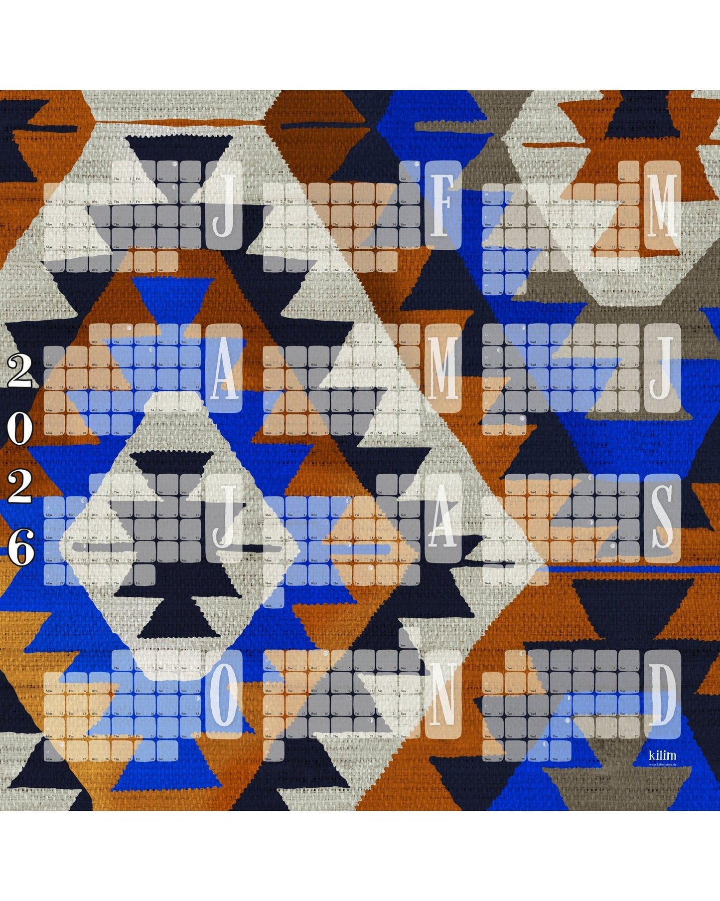 Brúnt veggdagatal með demöntum frá Kelim