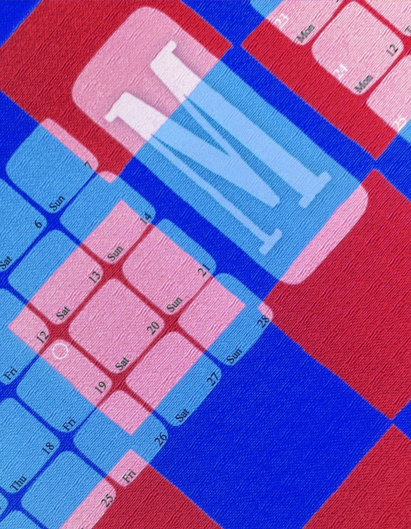 Takmarkað veggdagatal // Kelim rúðótt blátt rautt
