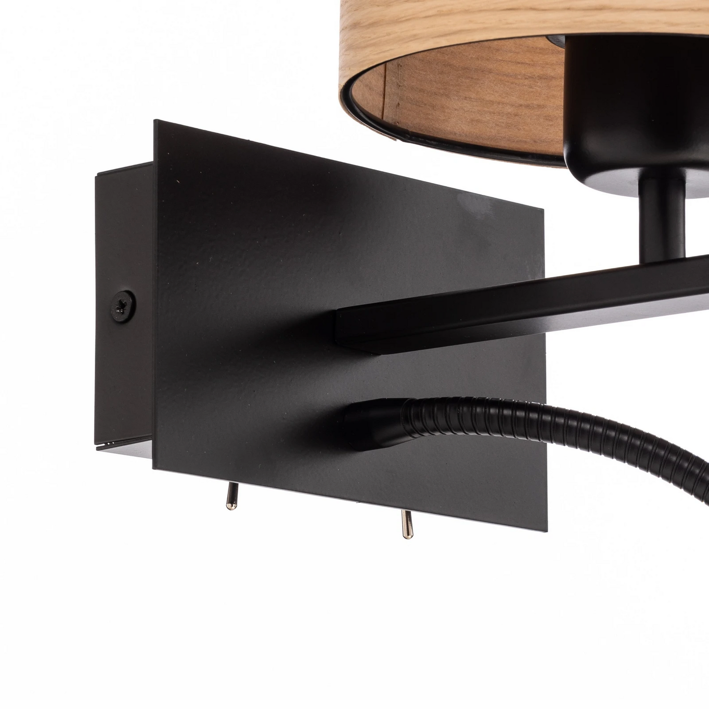 B-flokks Argon vegglampi Harry, kringlótt leslampa, svart/ljóst tré