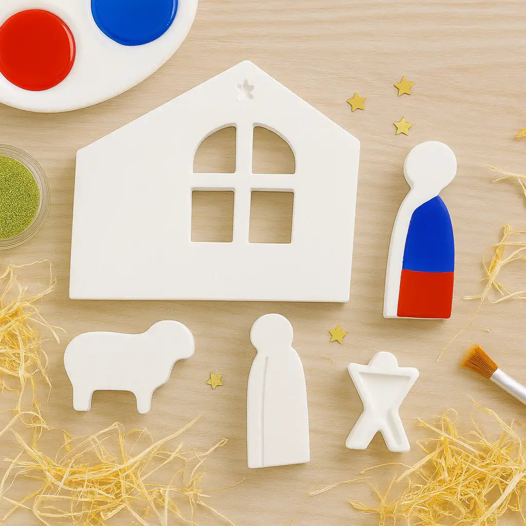 Mini Weihnachtskrippe in Weiß – Kreatives DIY-Set für moderne Weihnachtsdeko