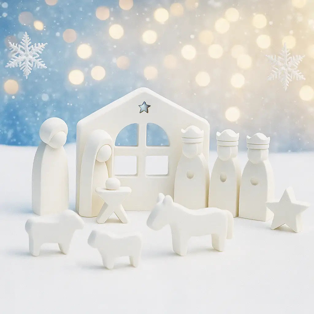 Mini Weihnachtskrippe in Weiß – Kreatives DIY-Set für moderne Weihnachtsdeko