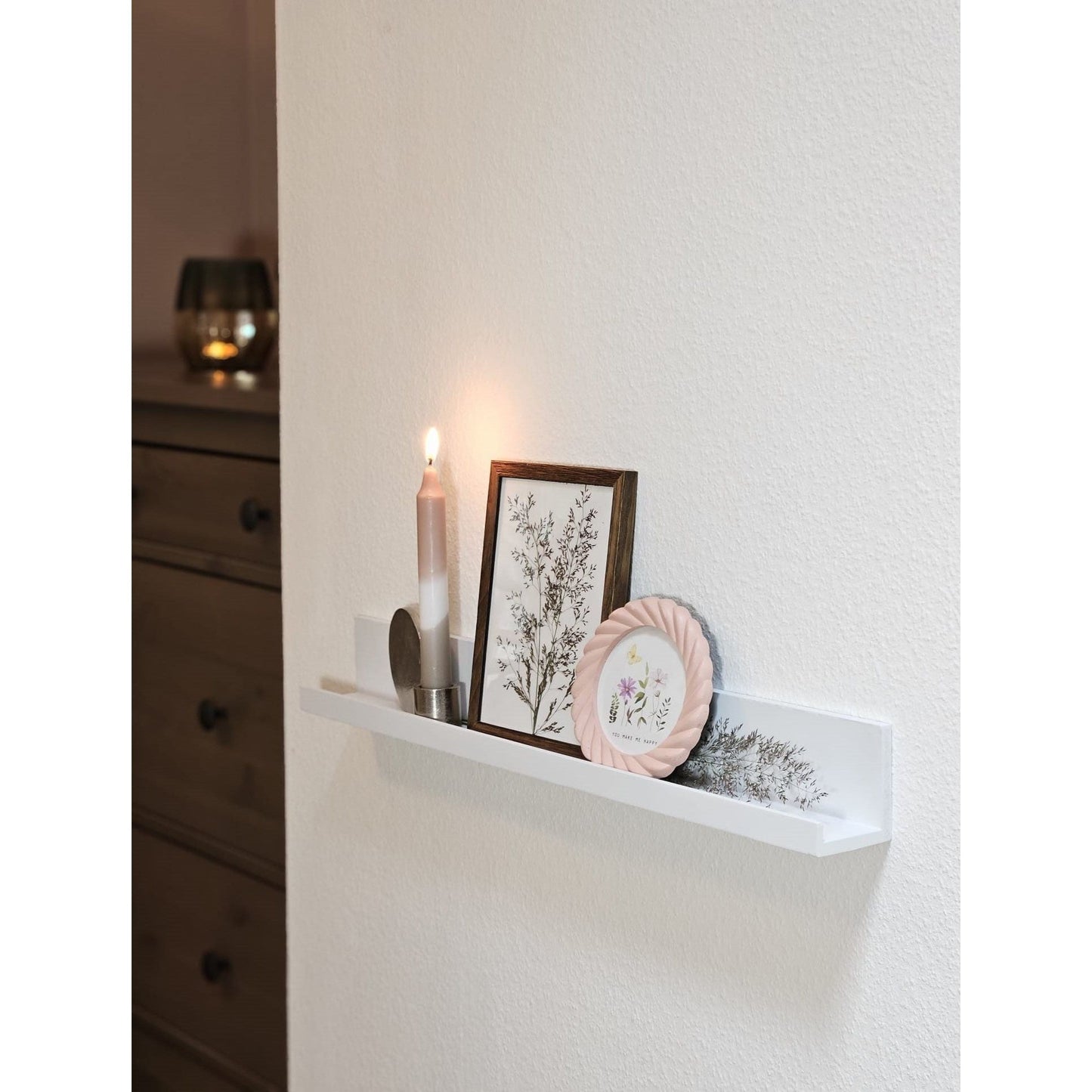 Fotoleiste Bilderleiste Schweberegal Holzregal Wandregal Regale Wandboard weiß 58cm