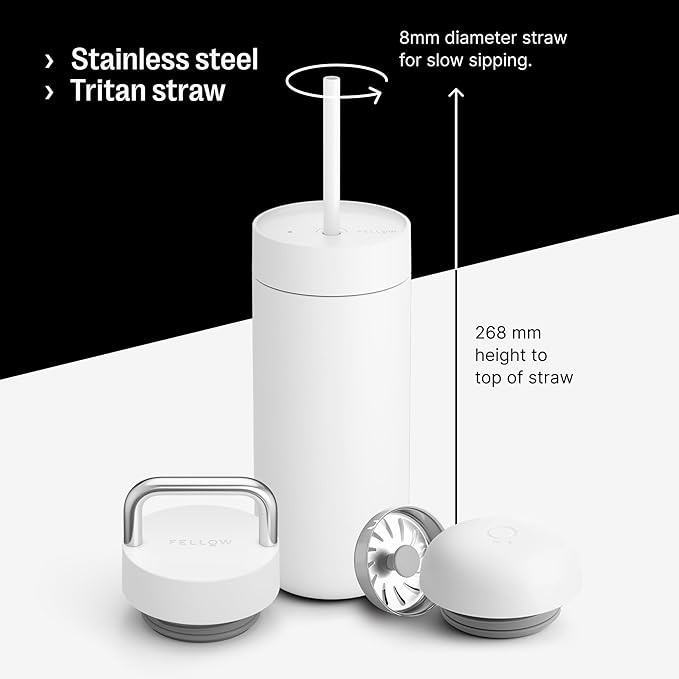 Fellow Carter Move Mug 473ml Set with 3 Lids (3-in-1) – Matte White