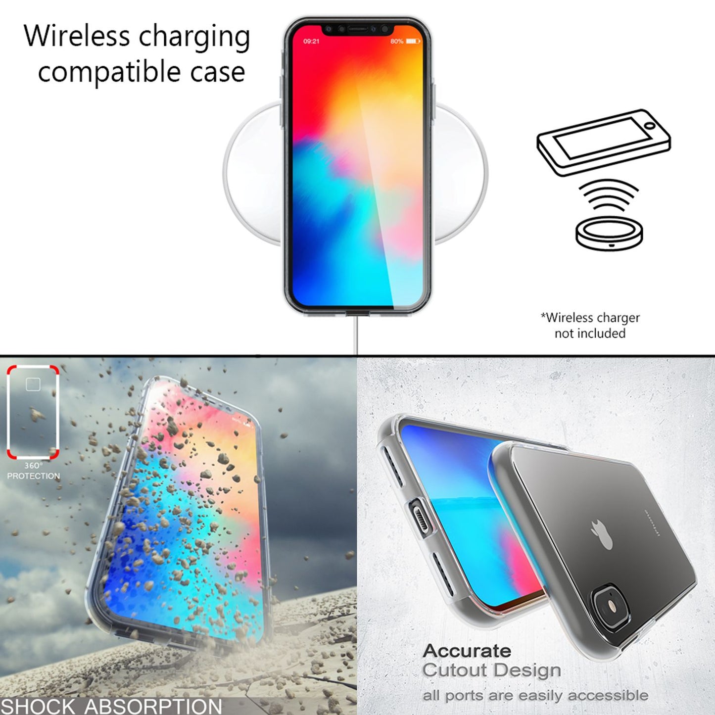 NALIA 360 Grad Handy Hülle für Apple iPhone XS Max, Full Cover Case Bumper Etui