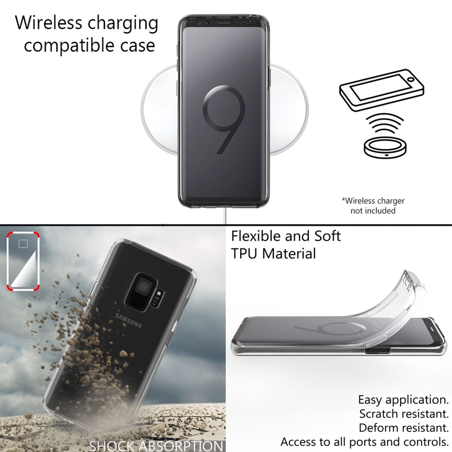 NALIA 360 gráðu símahulstur fyrir Samsung Galaxy S9, heilhlífandi hulstur með stuðara