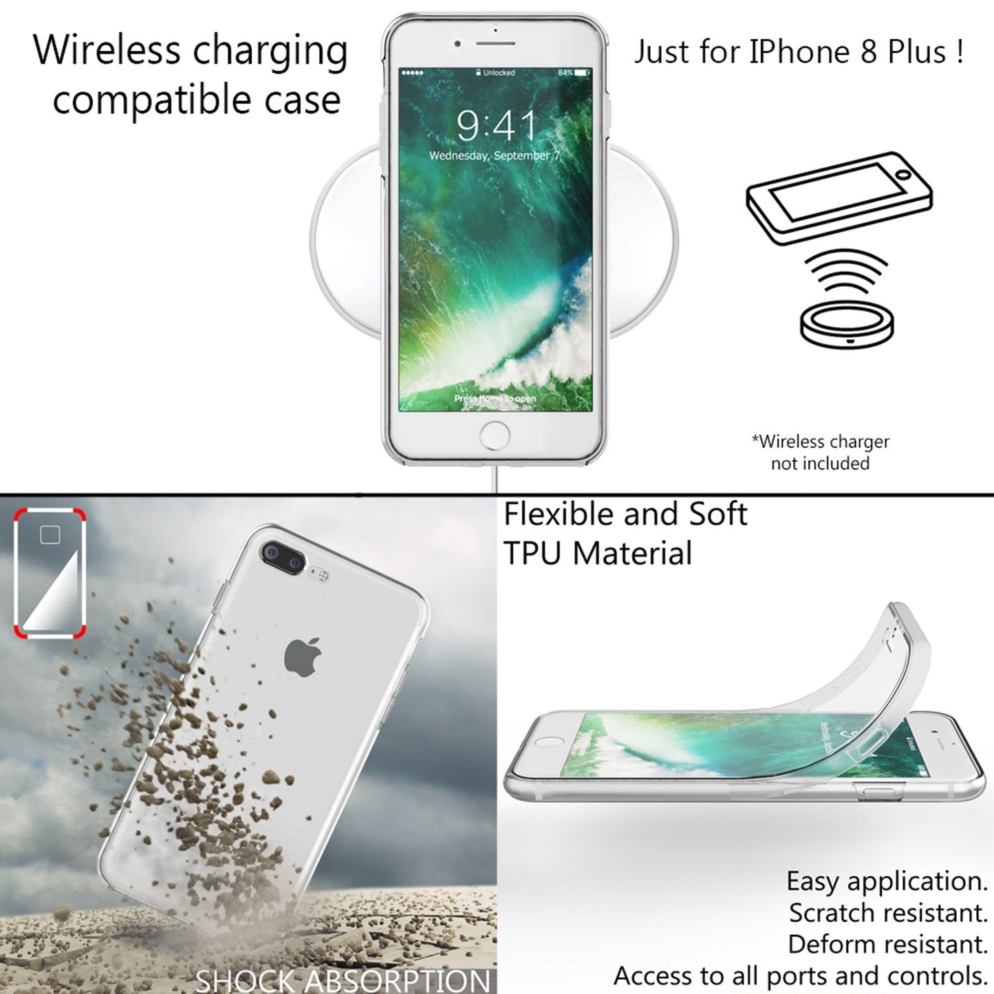 NALIA 360 Degree Phone Case for Apple iPhone 8 Plus / 7 Plus, Full Cover Case