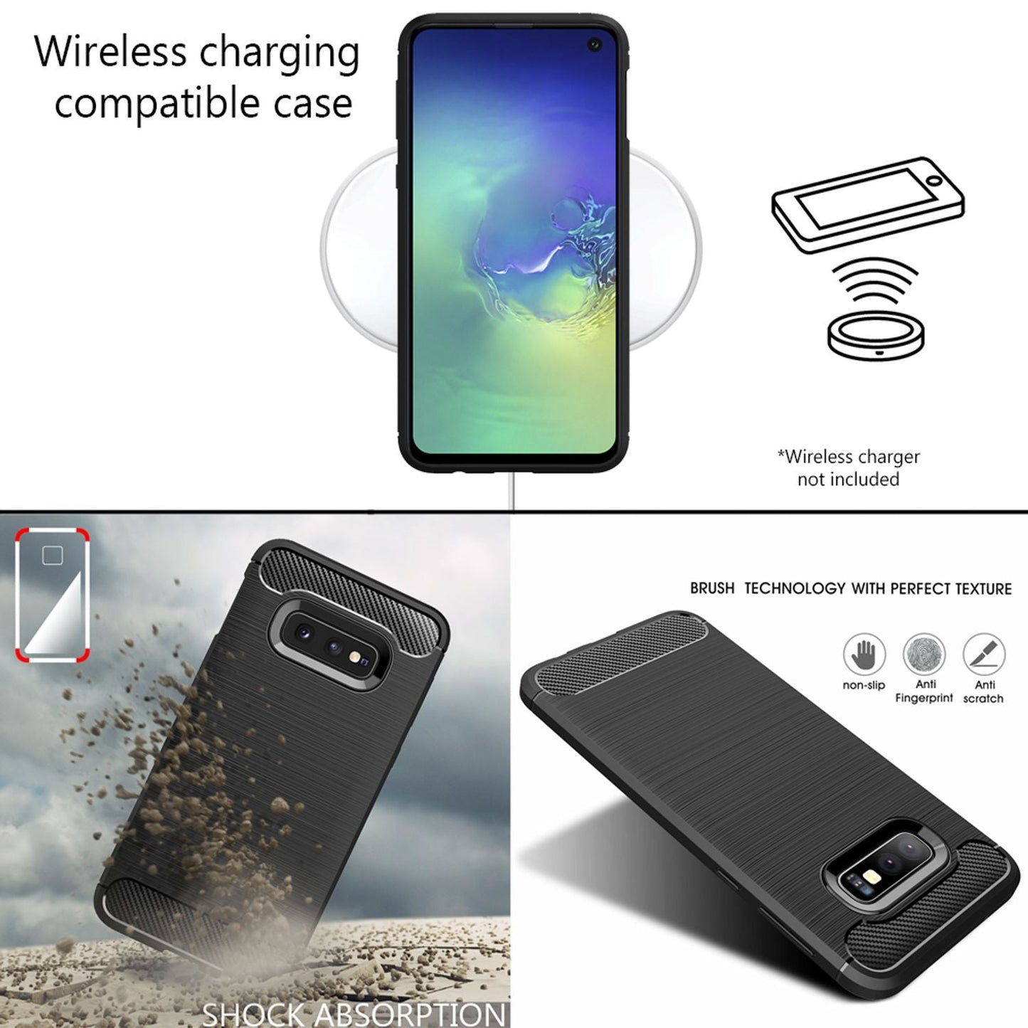 NALIA Phone Case for Samsung Galaxy S10e, Carbon Fiber Stylish Phone Case