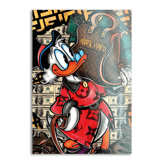 Work Hard Dagobert - Leinwandbild Pop Art / Motivation