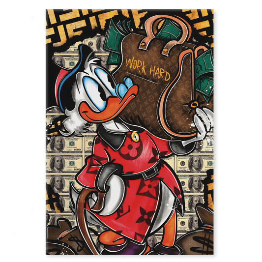 Work Hard Dagobert - Leinwandbild Pop Art / Motivation