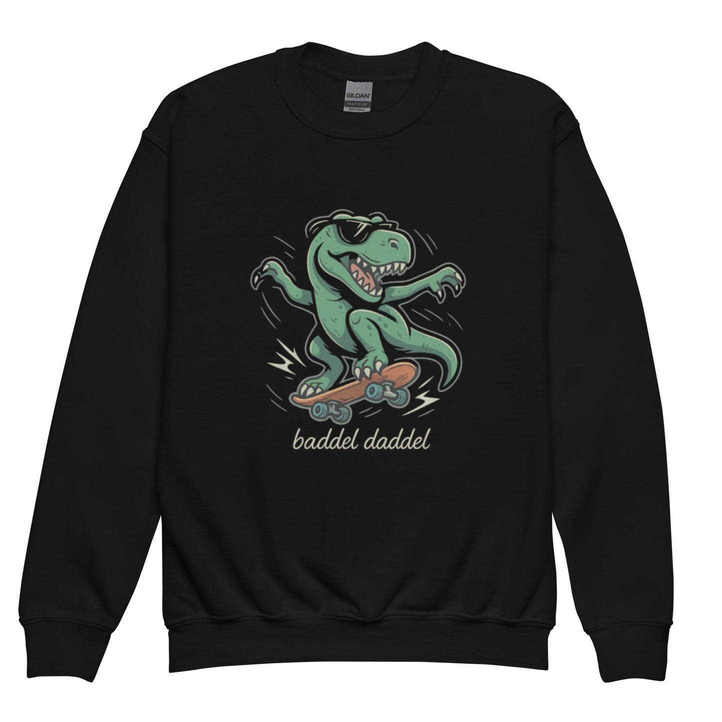 Rundhals-Pullover für Jugendliche – Dino Kollektion im Baddeldaddel Design!