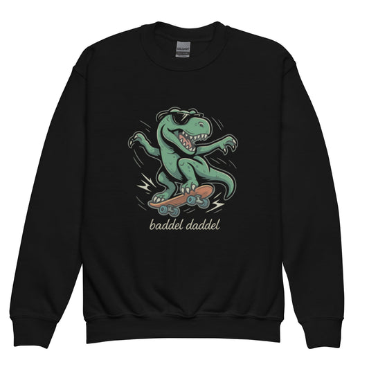 Rundhals-Pullover für Jugendliche – Dino Kollektion im Baddeldaddel Design!