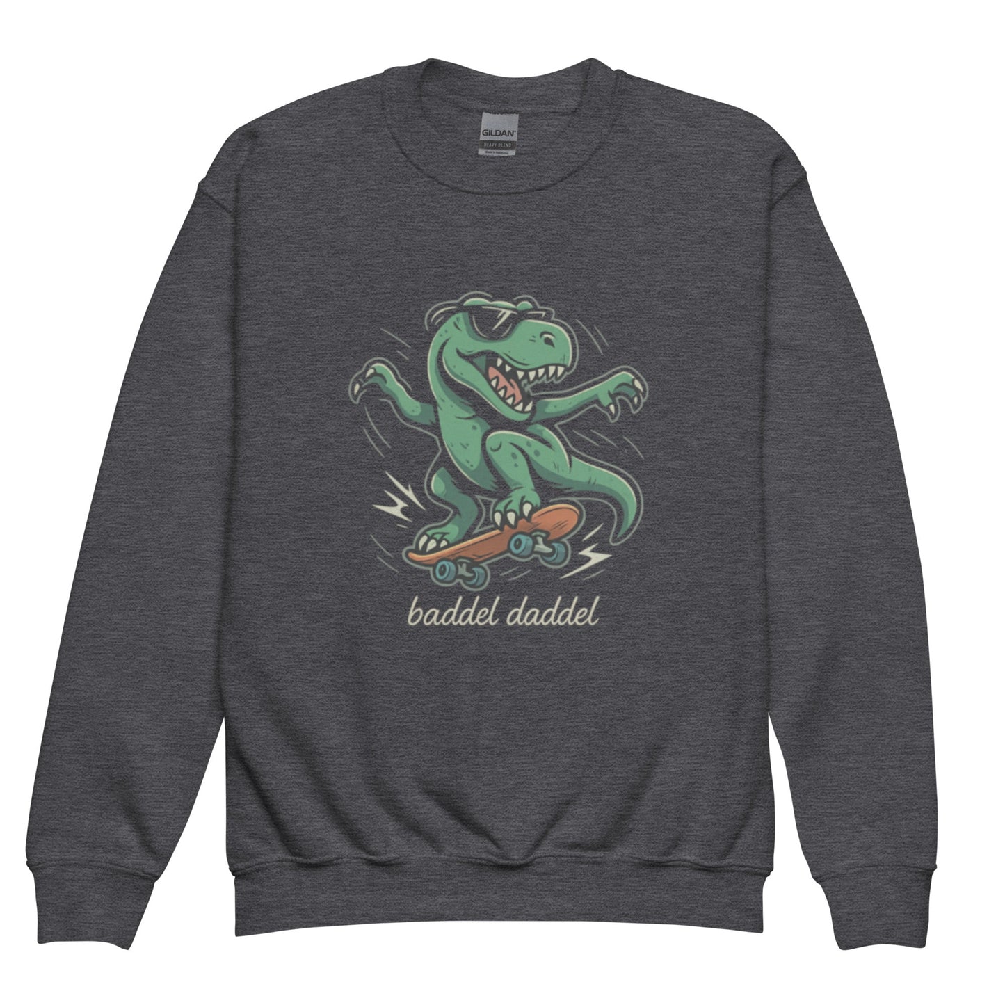 Rundhals-Pullover für Jugendliche – Dino Kollektion im Baddeldaddel Design!
